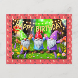 お祭りガーデンノームの誕生日パーティー ポストカード