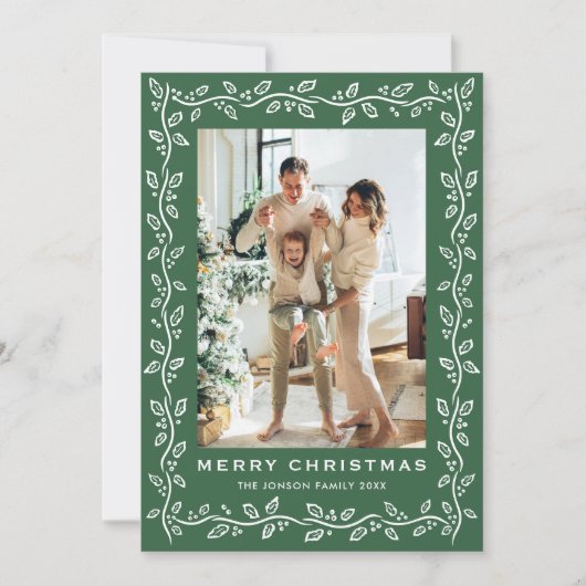 お祭りクリスマスのサージグリーンリボン3枚の写真 シーズンカード (正面)