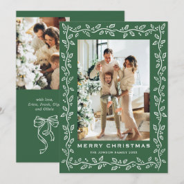 お祭りクリスマスのサージグリーンリボン3枚の写真 シーズンカード