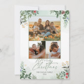 お祭りクリスマス ボタニカル フラワー ホリデー カード (正面)