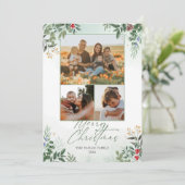 お祭りクリスマス ボタニカル フラワー ホリデー カード (スタンド正面)