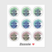 お祭りグリーンブルーのクリスマスツリー飾り シール (シート)