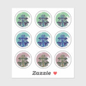 お祭りグリーンブルーの飾られたクリスマスツリー シール (シート)