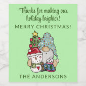 お祭りゴムノーム雪だるまクリスマスパーティー ワインラベル (シングルラベル)