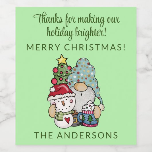 お祭りゴムノーム雪だるまクリスマスパーティー ワインラベル (シングルラベル)