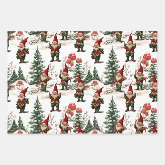 お祭りゴノームとキノコの森のクリスマス ラッピングペーパーシート (正面2)