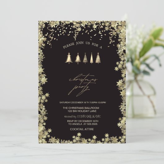お祭りゴールドの松の木、星のクリスマスパーティー 招待状 (スタンド正面)