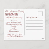 お祭りゴールドグリッタークリスマスボールグリーティング シーズンポストカード (裏面)