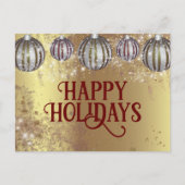 お祭りゴールドグリッタークリスマスボールグリーティング シーズンポストカード (正面)