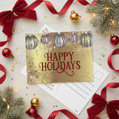 お祭りゴールドグリッタークリスマスボールグリーティング シーズンポストカード