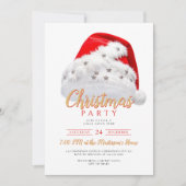 お祭りゴールドスクリプトサンタハットクリスマスパーティ 招待状 (正面)