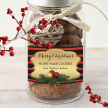 お祭りゴールドストライプのクリスマス食品ラベル