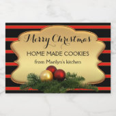 お祭りゴールドストライプのクリスマス食品ラベル フードラベル (シングルラベル)