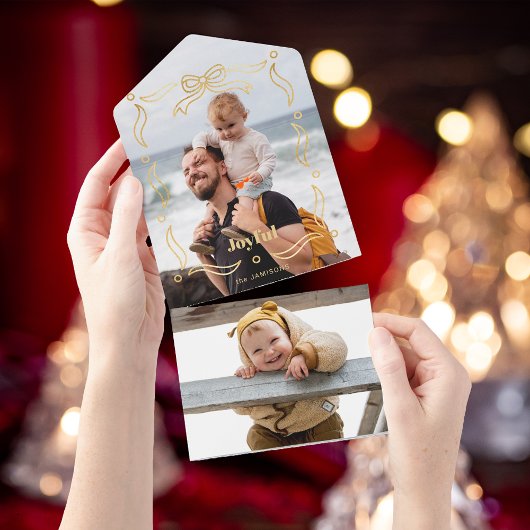 お祭りゴールドライン描き下ろしリボンフレーム 1-写真 オールインワン招待状