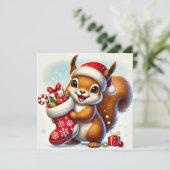 お祭りストッキングのワクワクするリス シーズンカード (スタンド正面)