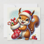お祭りストッキングのワクワクするリス シーズンカード (正面)