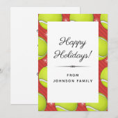 お祭りテニスパターン ボール & 雪の結晶 Xmas 楽しい シーズンカード (正面/裏面)