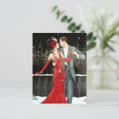 お祭りデコ・レトロ・ヴィンテージのカップル シーズンポストカード (スタンド正面)