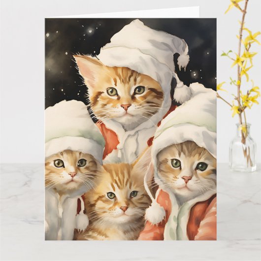 お祭りニャンズ カード (黄色い花)