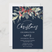 お祭りネイビー企業オフィスクリスマスパーティー 招待状 (正面)