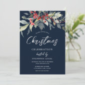 お祭りネイビー企業オフィスクリスマスパーティー 招待状 (スタンド正面)