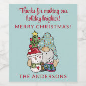 お祭りノーム雪だるまクリスマスパーティー ワインラベル (シングルラベル)