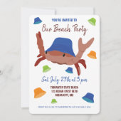 お祭りビーチパーティー カニの帽子 招待状 (正面)