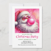 お祭りピンクのサンタ チェアーギム ウォーターカラー ご招待 招待状 (正面)