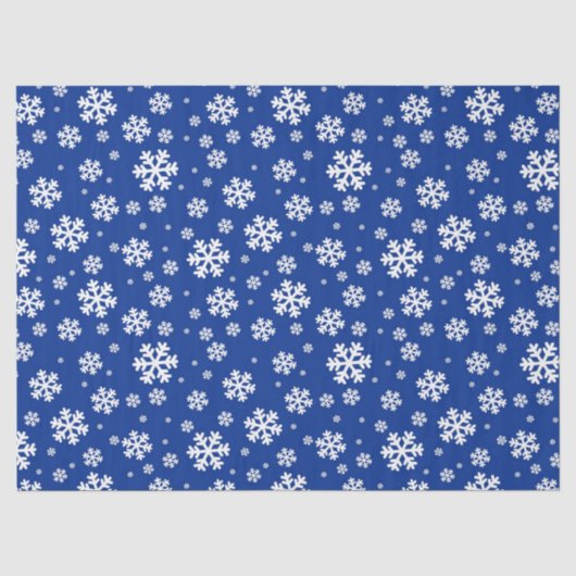 お祭りブルーとホワイトのウィンター雪の結晶パターン 薄葉紙 (正面)