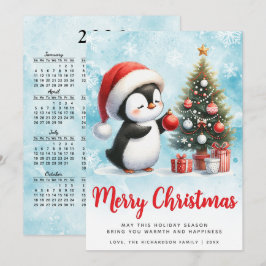 お祭りブルーとレッドペンギン メリークリスマス シーズンカード