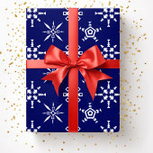 お祭りブルースノーフレーククリスマス ラッピングペーパー