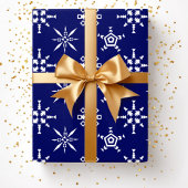 お祭りブルースノーフレーククリスマス ラッピングペーパー