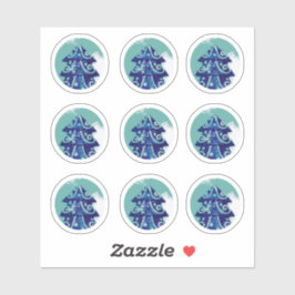 お祭りブルー飾り付きクリスマスツリーステッカーパック シール