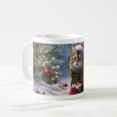お祭りベンガル猫クリスマス パーソナライズ コーヒーマグカップ (正面左)