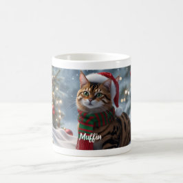 お祭りベンガル猫クリスマス パーソナライズ コーヒーマグカップ