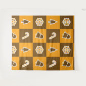 お祭りホリデーグリッドパターン タペストリー (正面(横))