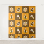 お祭りホリデーグリッドパターン タペストリー (正面)