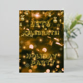 お祭りホリデーパーティーの招待状(ブラック&ゴールド) 箔シーズンカード (立ち正面)