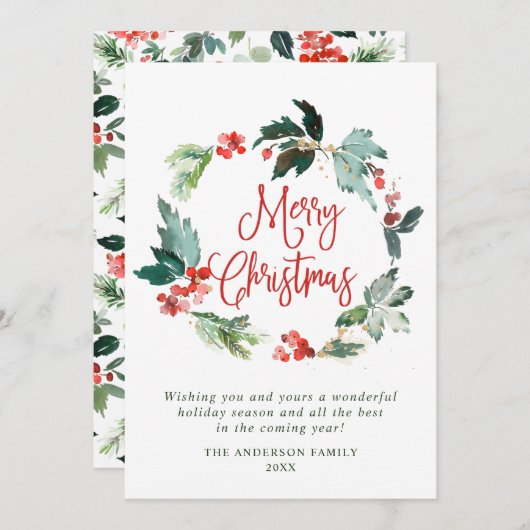 お祭りホリーデコレーション クリスマスグリーティング シーズンカード (正面/裏面)