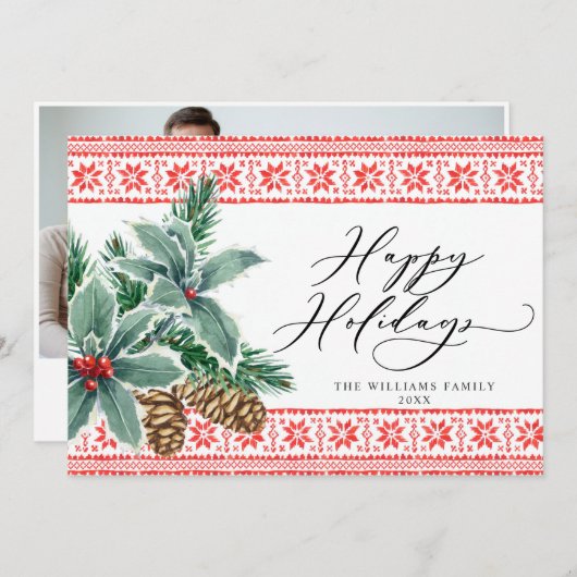 お祭りホリーデコレーション クリスマス写真メッセージ シーズンカード (正面/裏面)