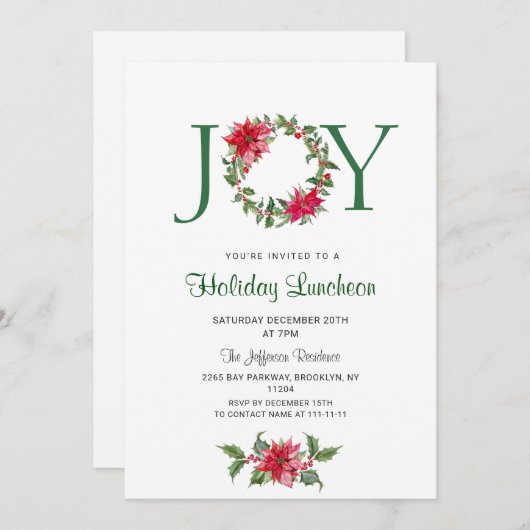 お祭りホリーデコレーション クリスマス ランチョン 招待状 (正面/裏面)