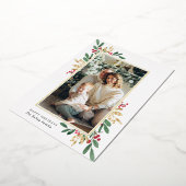 お祭りホリーデーと実の縦写真 箔シーズンカード (回転した状態)