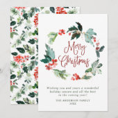 お祭りホリーデー ベリー クリスマス リース 挨拶 カード (正面/裏面)