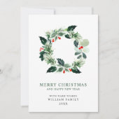 お祭りホリーデー ベリー クリスマス リース 挨拶 カード (正面)