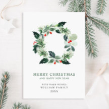 お祭りホリーベリーのリース　クリスマスグリーティング　ホリ