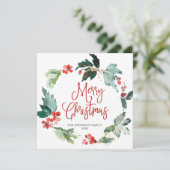 お祭りホリーベリーのリース クリスマスグリーティング ホーリー シーズンカード (スタンド正面)