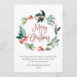 お祭りホリーベリーのリース　クリスマスグリーティング　ホーリー シーズンカード