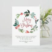 お祭りホリーベリーのリース　クリスマスグリーティング　ホーリー シーズンカード (スタンド正面)