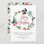 お祭りホリーベリーのリース　クリスマスグリーティング　ホーリー シーズンカード (正面/裏面)