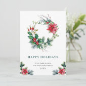 お祭りホリーポインセチアリースクリスマスグリーティング シーズンカード (スタンド正面)